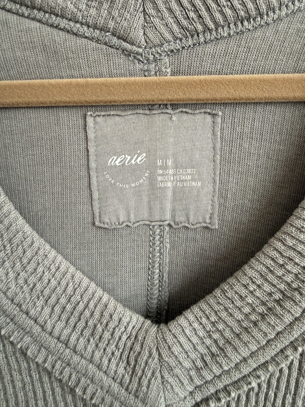 Aerie Wonder Textured V-Neck Sweatshirt Grey Size M - Picture 5 of 8